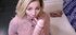 Cute blondie's pussy stiffed with big strap-on