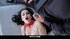 pretty lady frightened and