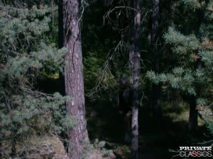 Kinky dude fucks two blondes in the forest