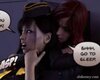 Busty brunette caught by redhead chick in the toilet. Agent X Mile High
