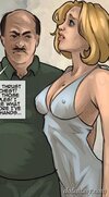 Big tits blonde chick examined attentively by fat pervert. Family Nightmare