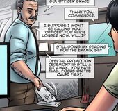 Brunette lady cop receives mail call from her acquaintance. Group X Part