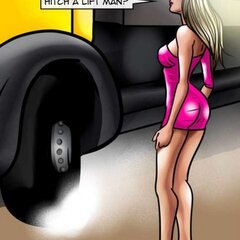 Slutty blonde in pink dress hitchhikes - BDSM Art Collection - Pic 3