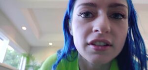 Petite blue-haired girl needs to get pussy banged