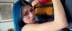 Blue-haired vixen plays kinky sex games with stepbro