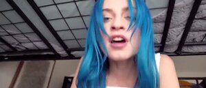 Blue-haired vixen plays kinky sex games with stepbro