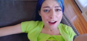 Blue-haired girl was approached by randy stepbro for sex