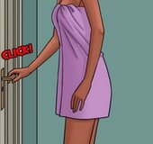 Big tits tattooed bald girl caught taking bath and tries to conceal. Bad