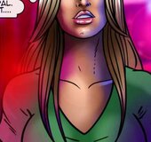 Busty slutty blonde watches her twin makes pole dance undressed. Double