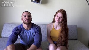 Ripped dude goes deep into the ginger girl's twat