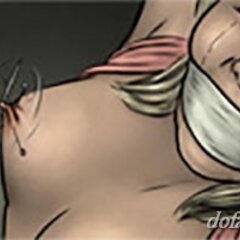 Restrained young blonde's tits pierced - BDSM Art Collection - Pic 1