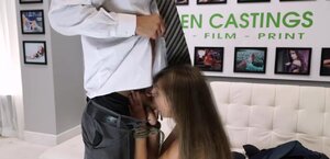 Adorable teen has multiple orgasms during hard casting banging