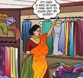 Big tits Indian MILF tries on clothes found in wardrobe