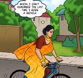 Busty Indian MILF rides nephew's bike to become slim