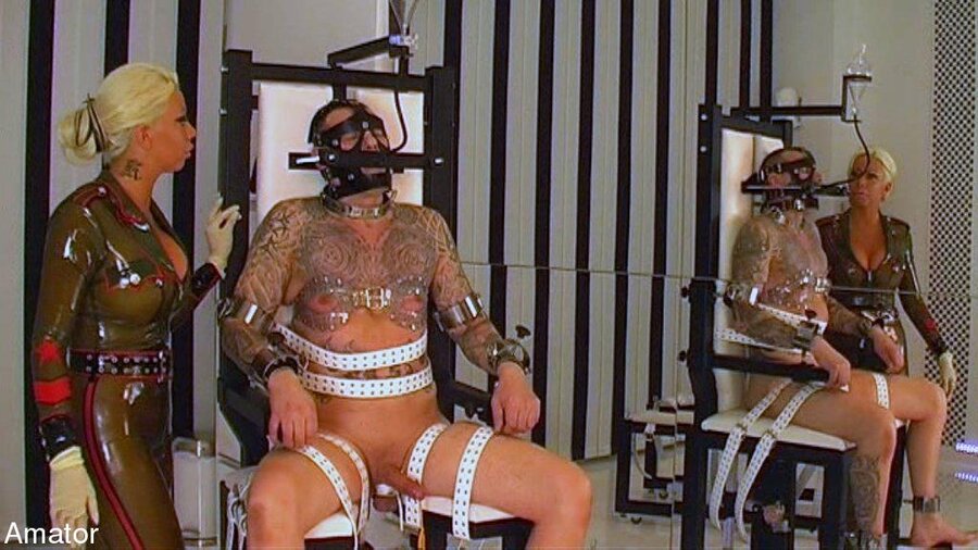 Tattooed male slave is strapped to the chai - XXX Dessert - Picture 7