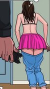 Bubble-butt brunette goes out of thee kitchen to be alone for some time.