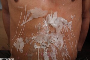 Endowed Latino boy adores getting covered in hot wax