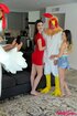 Asian and brunette swapped cocks in cosplay foursome