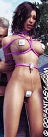 Sexy brunette slave tied and tormented softly by two guys. Kayla's Summer