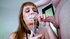 Cock-hungry girl gives sloppy blowjob with cum gargling