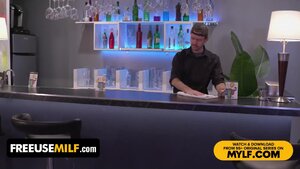 Brunette milf rough sex in the bar