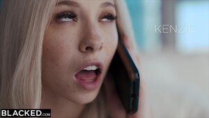 Shaved blonde teen deep throated with big black dick