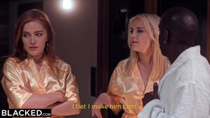 Blonde redhead deep throated with bbc