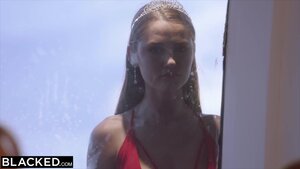 Redhead russian teen deep throated with big black cock