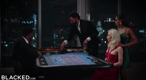 Elegant blonde babe sucks dick