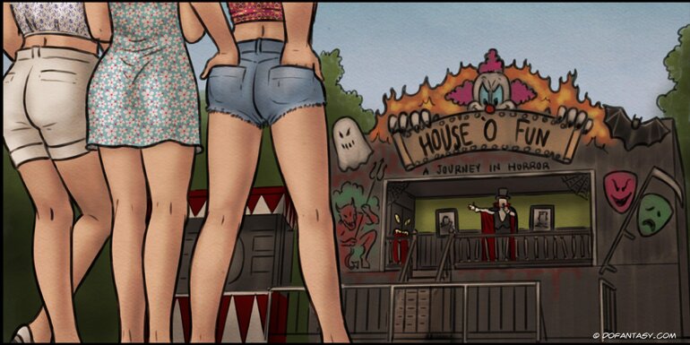 A haunted house visit traps three girls - BDSM Art Collection - Pic 1