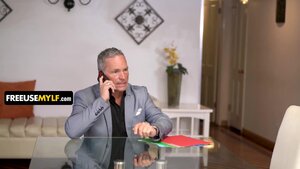 Busty brunette beautiful mom gets fucked in doggystyle