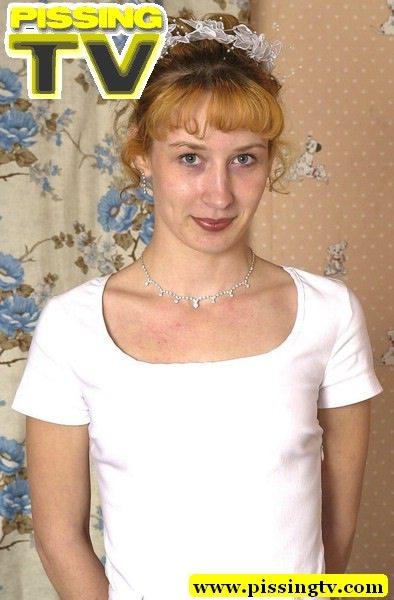 Girl pissing. Blonde teen in white dress ex - XXX Dessert - Picture 1