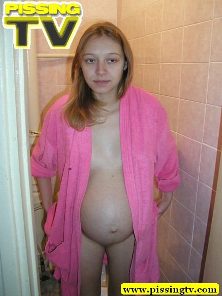 Pee. Pregnant teen  in pink dress-gown piss - XXX Dessert - Picture 7