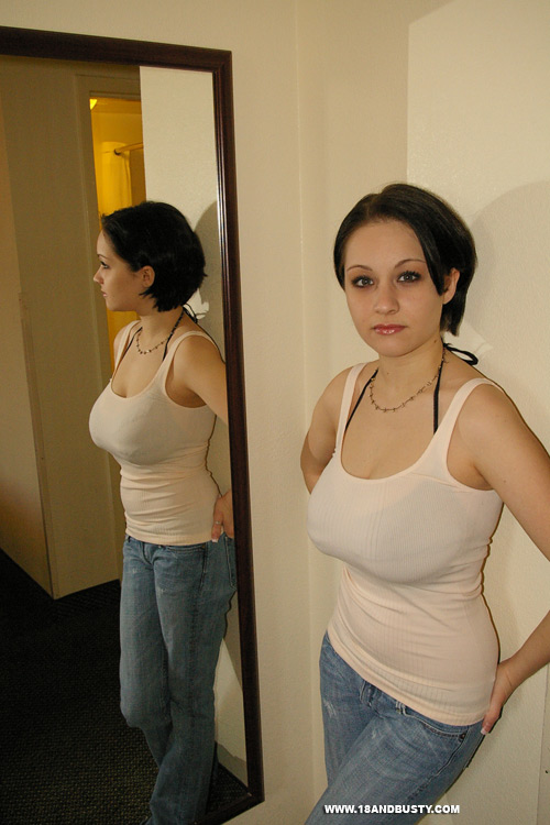 Large breasts. Hot busty teen showing off h - XXX Dessert - Picture 1