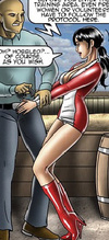 Perverted toon master torturing his bondaged slave girl.