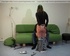 Getting spanked. Young hippie girl with striped socks is taken OTK for