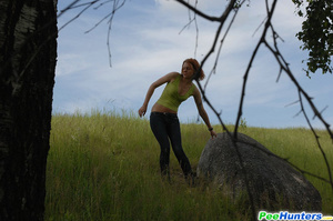 Pee. Babe tinkles on a rock in the middl - Picture 14