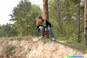 Female pee. Beautiful teen plays watersp - Picture 9