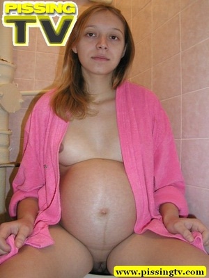 Pee. Pregnant teen  in pink dress-gown p - Picture 10